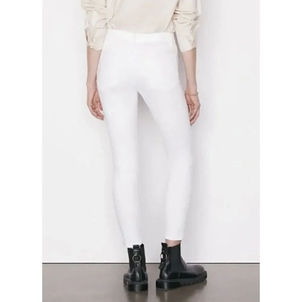 FRAME Le High Skinny White Denim Jeans Ankle W/ Raw Hem Women’s 28 X 28